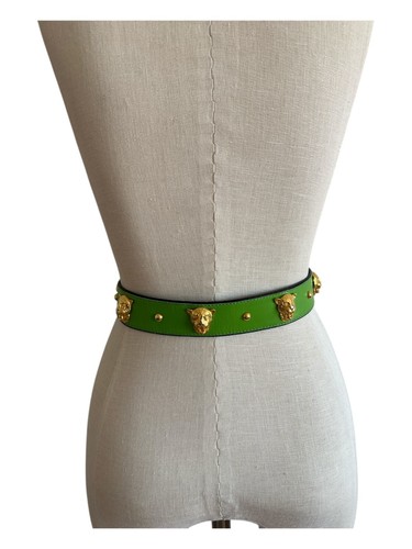 Kühn Statement Vintage Escada Leopard Panther Katzenkopf Gold Ohrstecker limettengrün - Bild 5 von 13