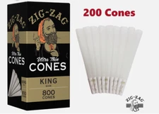 Zig-Zag KING  Size Ultra thin Pre rolled Cone 200 Cones  + FREE LIGHTER
