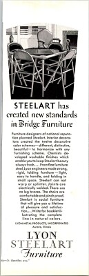 PRINT AD 1929 Lyon Steelart Folding Bridge Furniture Table Chairs Aurora IL 3x10