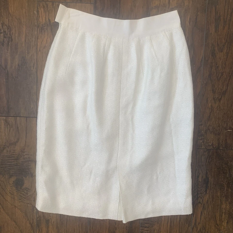 Falda Valentino Mujer’s 8 Blanco Texturizado Recto Lápiz Hecha en Italia Lujo Foto 4 de 4