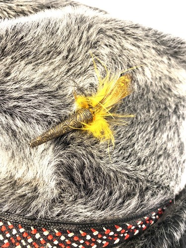 1950’s United Hatters Classic Fishing German Cap Millinery USA Faux Fur Hat XL - Picture 4 of 10