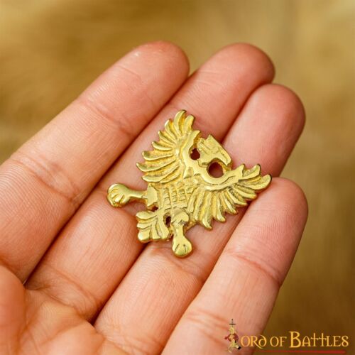 Medieval Leather Belt Brass Stud Viking Renaissance Knight Eagle Concho Set of 5 - Picture 6 of 13