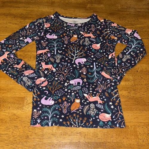 Carter's Girls 8/8A Pajama Set Snug fit Owl Fox Sloth Trees Cotton Dark Blue - Picture 3 of 12