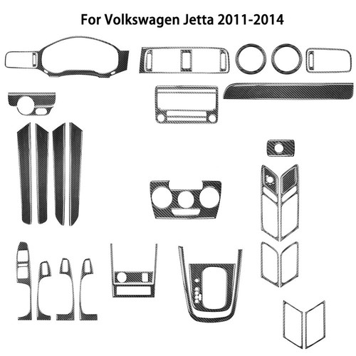 43Pcs Carbon Fiber Interior Kit Cover Trim For Volkswagen Jetta Sedan 2011-2014