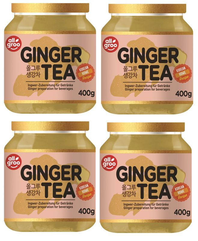 4er Pack ALLGROO Ingwer Tee (4x 400g) Zubereitung für Tee, Erfrischungsgetränke