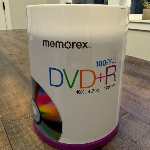 Memorex DVD+R 16x speed 4.7 GB Recordable Discs Disks 100 Pack Spindle NEW