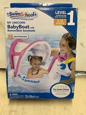 SwimSchool Baby Boat Float UNICORN Removable Sun Canopy 6-18 Months