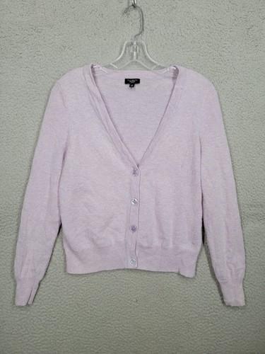 Talbots Lambswool And Angora Blend Cardigan Petite Medium Light Purple Sweater