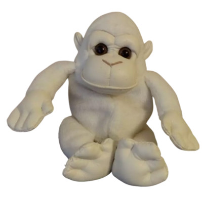 1997 24k Co. White Gorilla Plush 6.5'' 1997 Gaspar Ape Soft Beanbag Toy Monkey