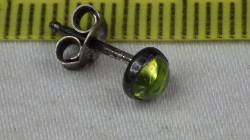 Vintage Sterling Silver 925 Earrings Citrine Stud Domes Subtle Dots Nice Patina - Picture 6 of 7