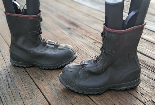 Eisenzeit schwarze Gummistiefel Herren Größe 10 USA Klemmen Arbeit Outdoor Arbeit Kostüm - Bild 2 von 15