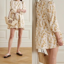 Reformation Beckett Floral-Print Organic Cotton-Blend Mini Dress Size S