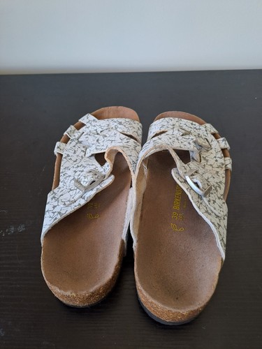 Birkenstock Sandals Womens Size EU 39 Whote Marble Buckle Strappy Footbed Casual - Picture 7 of 10