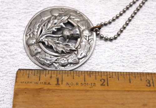 Vintage Watson Thistle Clan Crest Medallion Pendant Necklace Artist Signed NICE! - Bild 2 von 7