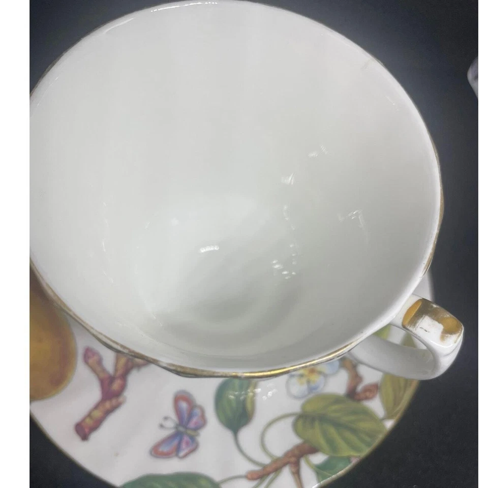 Бабочка фрукты чайная чашка и блюдце английская кость фарфор герцогиня винтажный коллекционный - Изображение 3 из 4
