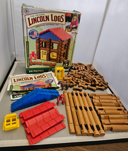 Lincoln Logs Wranglers Ranch Building Set Real Wood Box Complete Knex - Picture 2 of 11