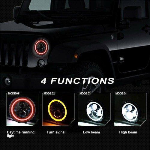 Faro antiniebla LED ROJO Halo 7" 4" para Jeep Wrangler JL Gladiator 18-202 9" - Imagen 6 de 12