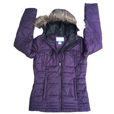 Columbia Omni Heat Down Coat Puffer Jacket Women Size Small Purple Quilted