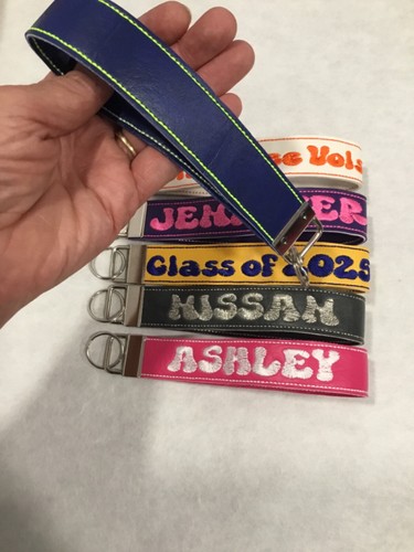 Key Fob Key Chain personalized Vinyl Wristlet Lanyard 6” Long Handmade - Picture 3 of 6