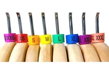  Colored Hanger Sizer Garment Markers (Sizes: XXS-XXXL) Color Coded Size Clips