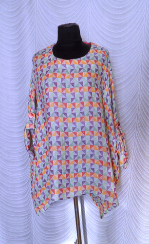 Ralston Relaxed Asymmetric Multicolored Top Tunic Size M