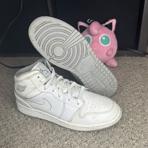 Nike Air Jordan 1 Mid White 554725-112 Sneaker Youth Size 7Y ~ Women’s Size 8.5 - Picture 3 of 8