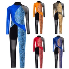 Kids Girls Leotard Ballet Bodysuit Ice Skating Unitard Gymnastic Jumpsuit Dance