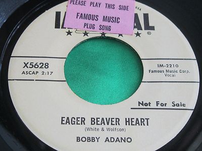 EX+ Rockabilly 45 : Bobby Adano ~ Eager Beaver Heart ~  Imperial  5627 Promo