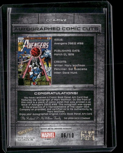 Iron Man Autografiado Corte Cómic/10 CCA-MW2 2024 Cubierta Superior Marvel Metal Avengers - Imagen 2 de 3