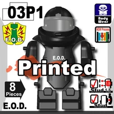 Black EOD bomb suit Vest compatible with toy brick minifigures police