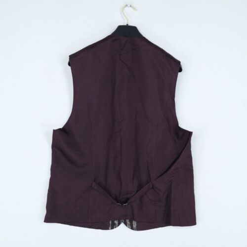 Mens Waistcoat Large Size US 44 Burgundy Striped Formal Dress Vest - Picture 2 of 10