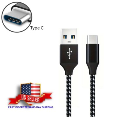 Braided USB Type-C USB-C to USB-A Fast Charge Cable Cord Charger Charging Sync