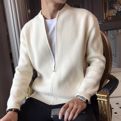 Men's Sweater Jacket New Fashion Slim Knitted Cardigan Casual Tops Workwear Coat - Bild 6 von 19