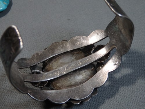 Fred Harvey Era NAVAJO Cerrillos TURQUOISE Sterling Silver 44g Cuff Bracelet - Picture 12 of 13