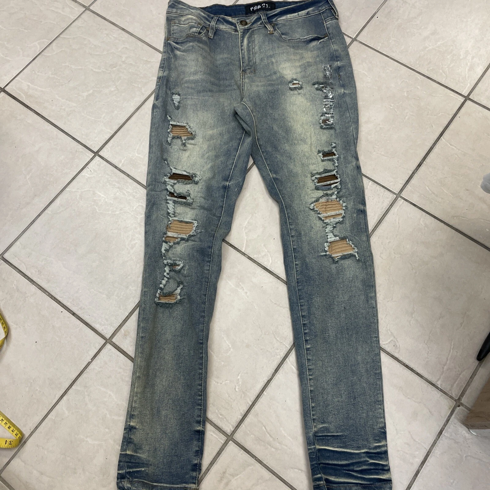 Pantalon jean homme Supreme Flex skinny denim vieilli 32X34 neuf avec étiquette RUE21