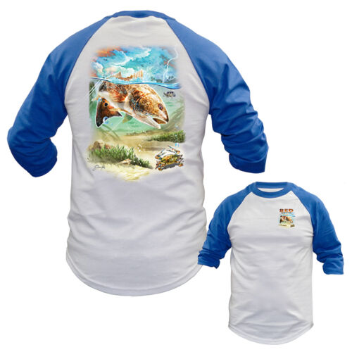 Red Devil Outdoor Sport Angeln 3/4 Ärmel Grafik Raglan T-Shirt - Bild 9 von 10
