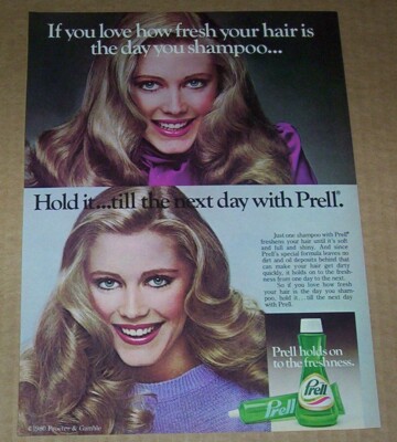 1980 print ad page - PRELL blonde girl hair Procter Gamble shampoo Advertising