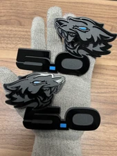 Coyote Wolf Badges Emblem Stealth Black  Light Blue Eye for 5.0 Fender Angry