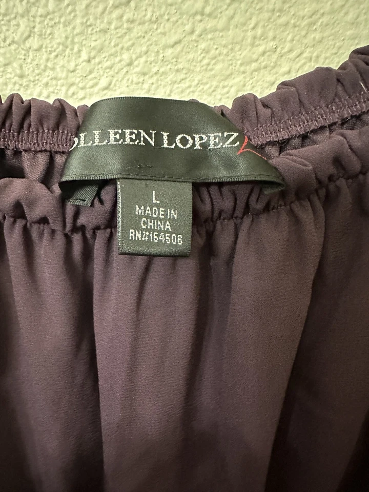 Blusa camponesa Colleen Lopez grande roxa aplique enfeitada fora do ombro, A - Imagem 4 de 4