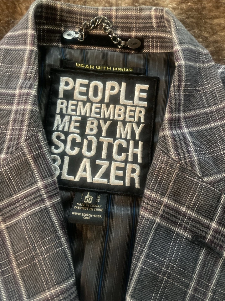 Chaqueta Blazer Muy Rara Limitada Scotch & Soda Cuadros 4 Bolsillos con Cremallera ~ Grande Foto 3 de 4