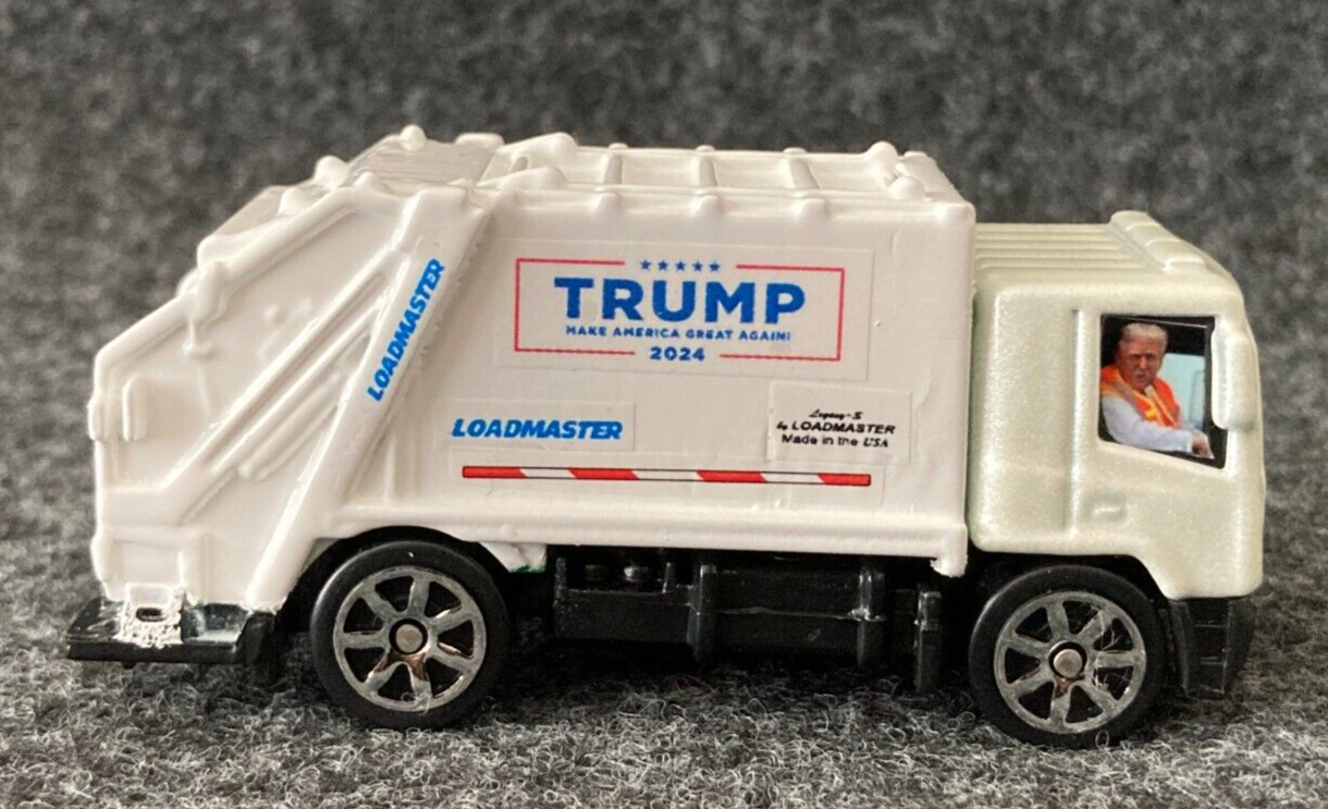 President Donald Trump Toy Garbage Truck MAGA 1/64 Custom Metal Chassis W/Flags
