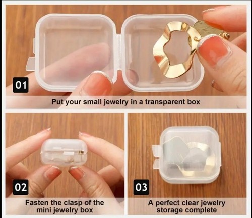 Mini Plastic Jewellery Clear Box Small 10-100pcs Earplugs Storage Case Jewellery - Picture 8 of 11