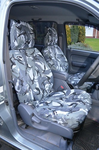 Grey Camouflage Tailored Waterproof Front Seat Covers for Toyota Hilux 2002-2005 - Picture 2 of 2