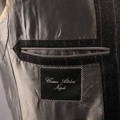 NWT $6750 CESARE ATTOLINI Pure Wool 120'S Striped Suit Dark Gray 44US/54IT - Picture 20 of 24