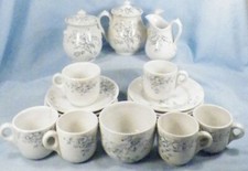 Child's Tea Set Antique Blue Transferware Flowers Berries 1906 Anchor SOME AS IS