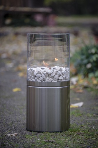 Bio Ethanol Tisch Kamin Glasfeuer Innen Außen Feuerstelle 63 cm Blank Edelstahl