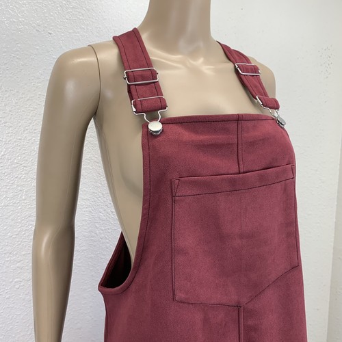 AUW Overall Dress Rust Red Short Microfiber Goblin Boho Grunge Hippie New M - Picture 2 of 7