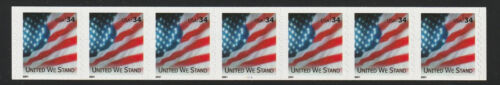 US Scott 3550 34c United We Stand PNC strip of 7, plate # 1111