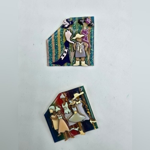 Lot of 5 90's Book House Woman Pins By Lucinda Lapel Pin Resin Brooch Pinback - Picture 2 of 7