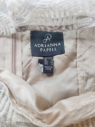 Adrianna Papell Lightweight Cream Embroidered Dress With Beige Lining Size 4 - Picture 6 of 10